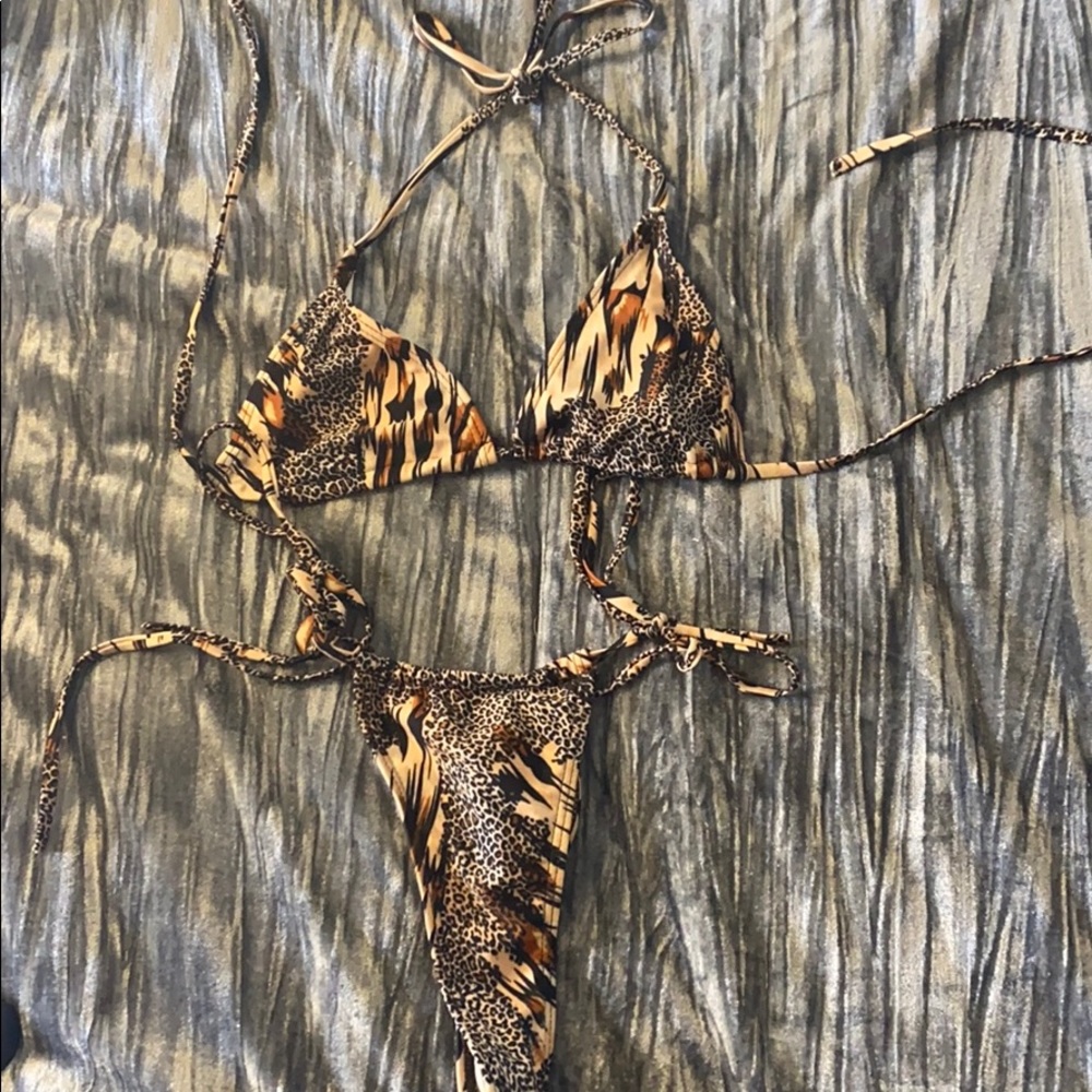 Animal print thong bikini